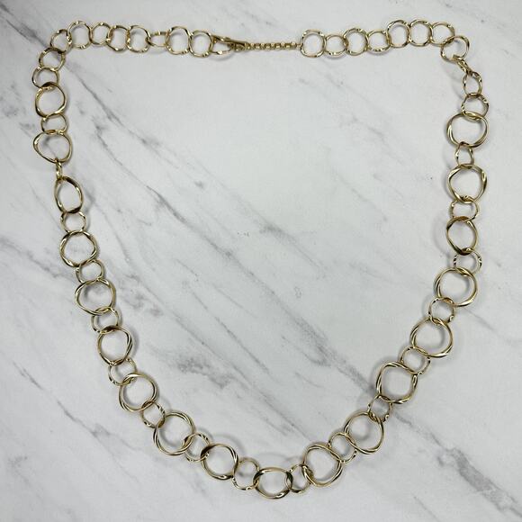 Twisted Chain Link Gold Tone Toggle Necklace - Picture 1 of 8